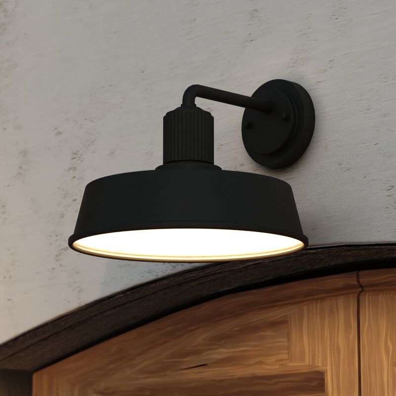 Vaxcel Hammond 12-in. Outdoor Wall Light Matte Black and Glossy White