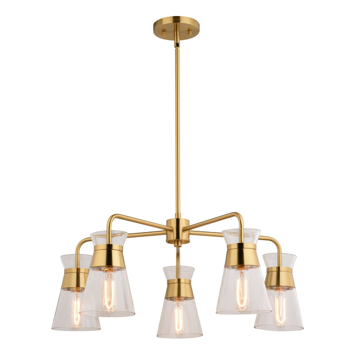 Vaxcel Harper 27" 5-Light Natural Brass Light Chandelier