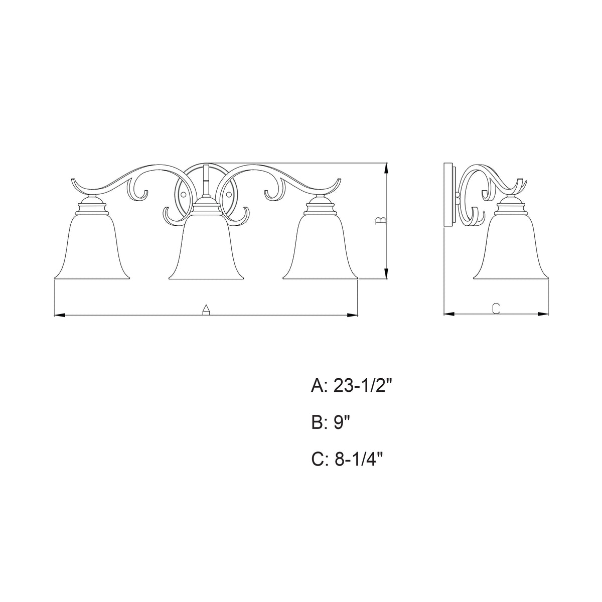 Vaxcel Hartford 23.5" 3-Light Satin Nickel Bathroom Vanity Fixture With Etched White Glass Shades