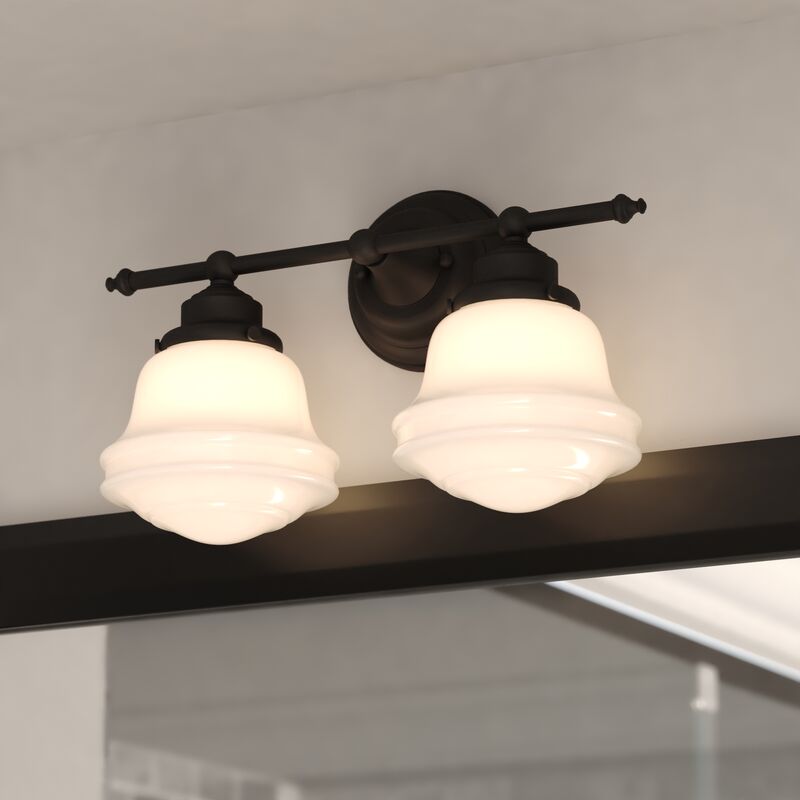 Vaxcel Huntley 2L Vanity Milk Glass Oil Rubbed Bronze