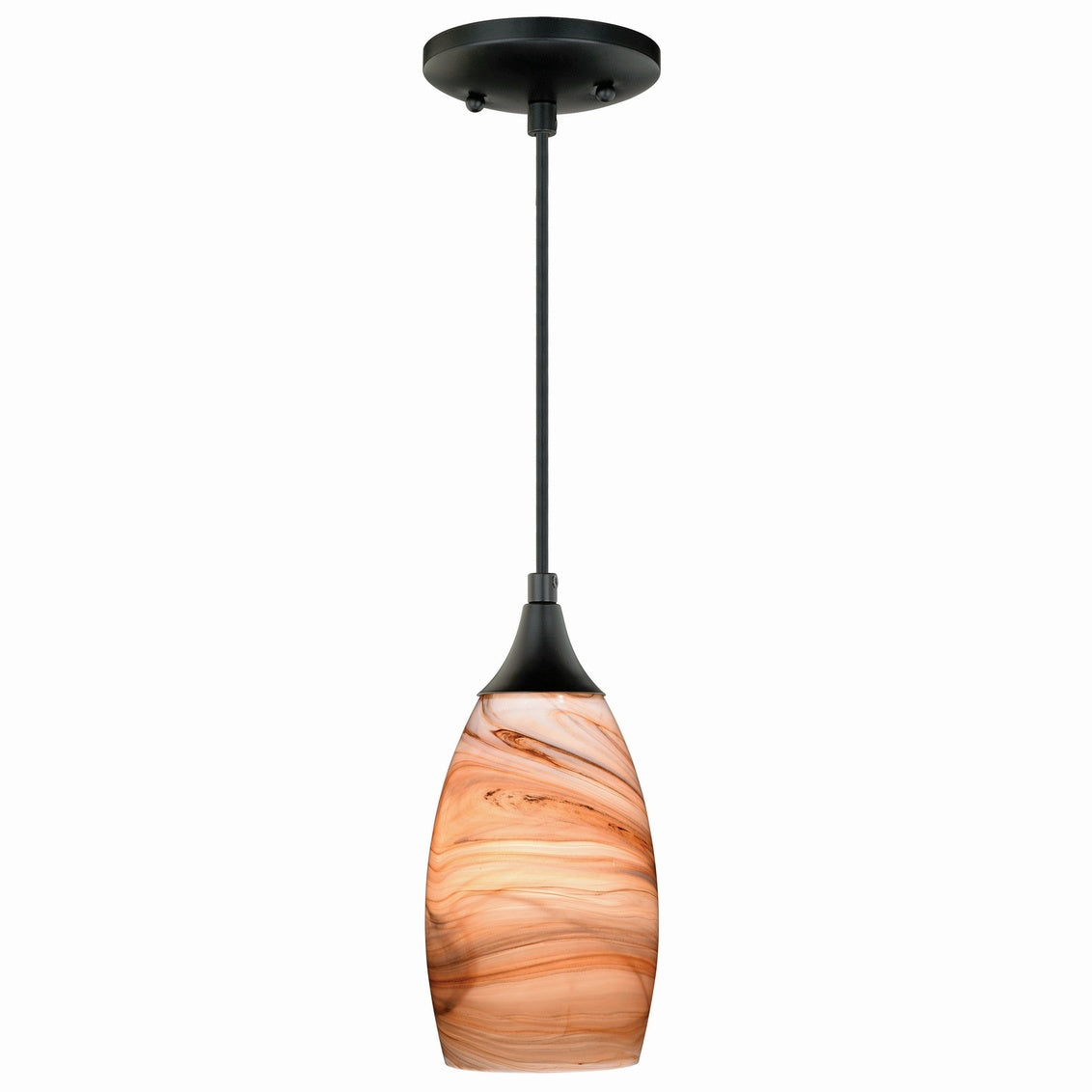 Vaxcel Milano Bronze Mini Pendant Ceiling Light Amber Swirl Glass