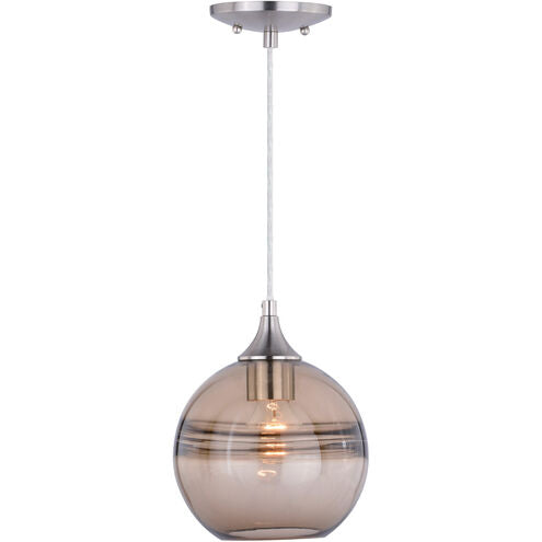 Vaxcel Milano Satin Nickel Globe Mini Pendant Ceiling Light Amber Fog Glass