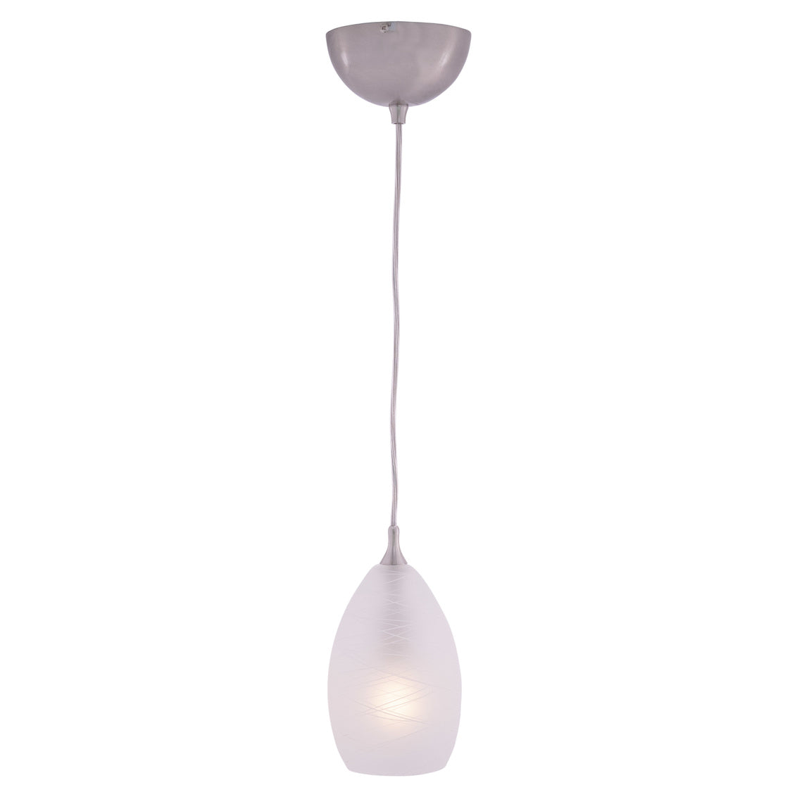Vaxcel Milano Satin Nickel Mini Pendant Ceiling Light White Glass