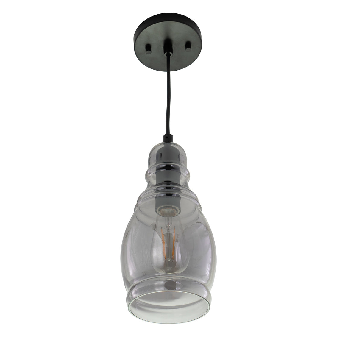 Vaxcel Millie 11.75-in.H Mini Pendant Matte Black with Smoke Glass