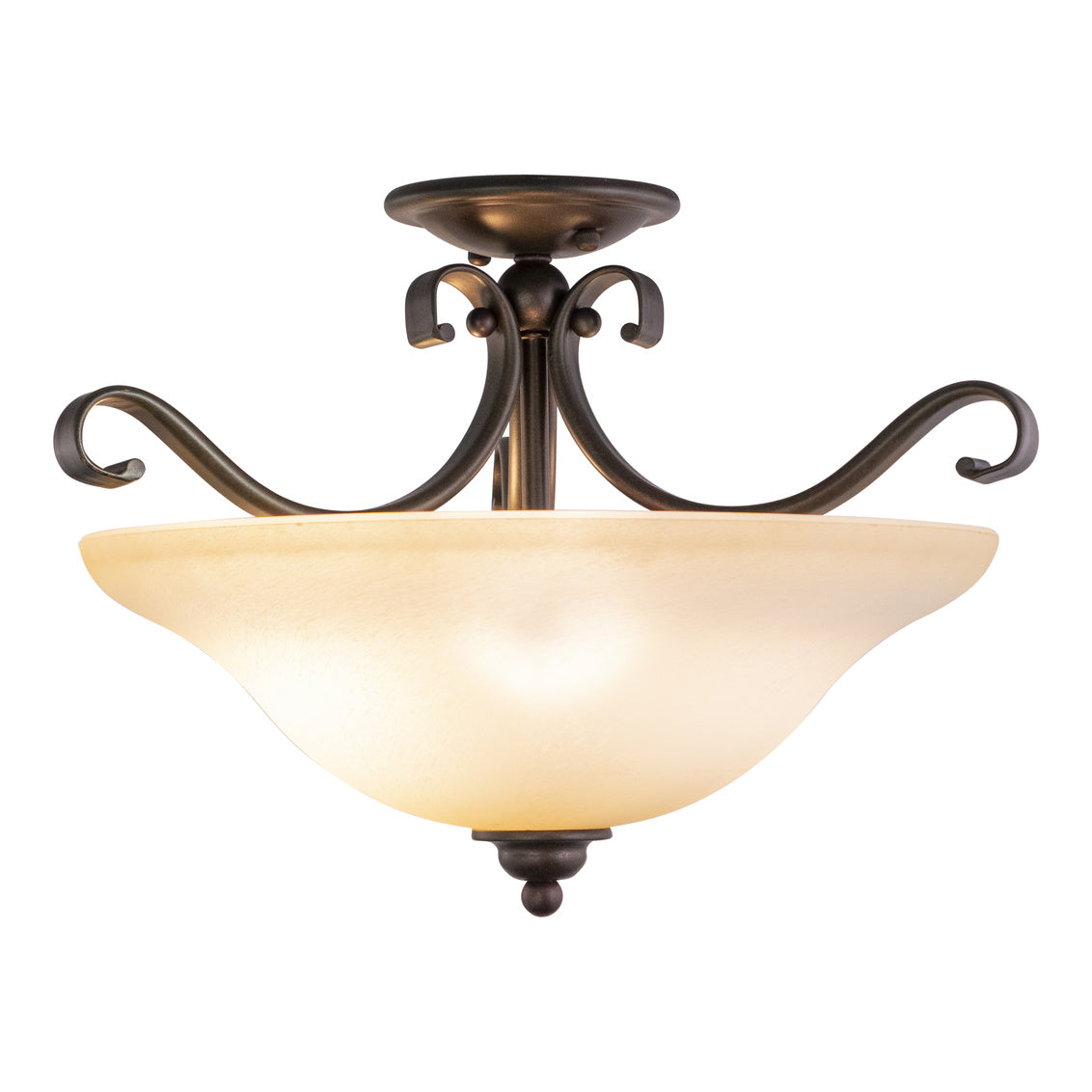 Vaxcel Monrovia 17" W Bronze Bowl Semi Flush Mount Ceiling Light Cognac Glass
