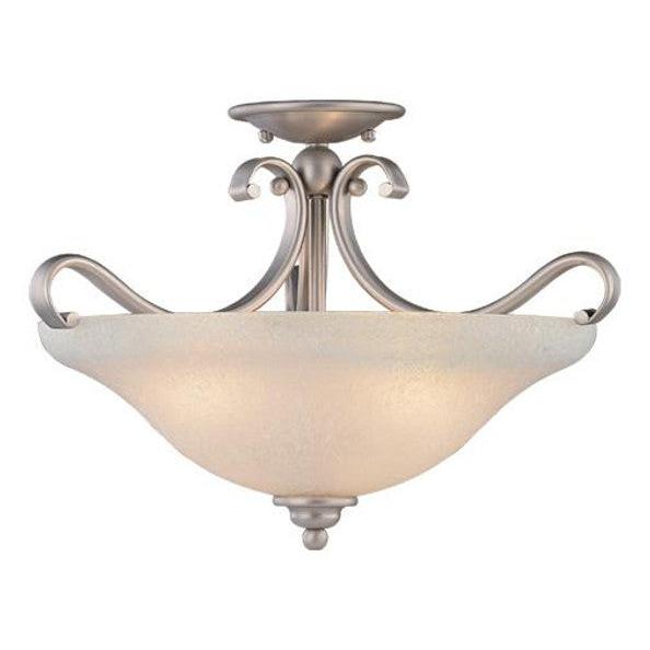 Vaxcel Monrovia 17" W Brushed Nickel Bowl Semi Flush Mount Ceiling Light White Glass