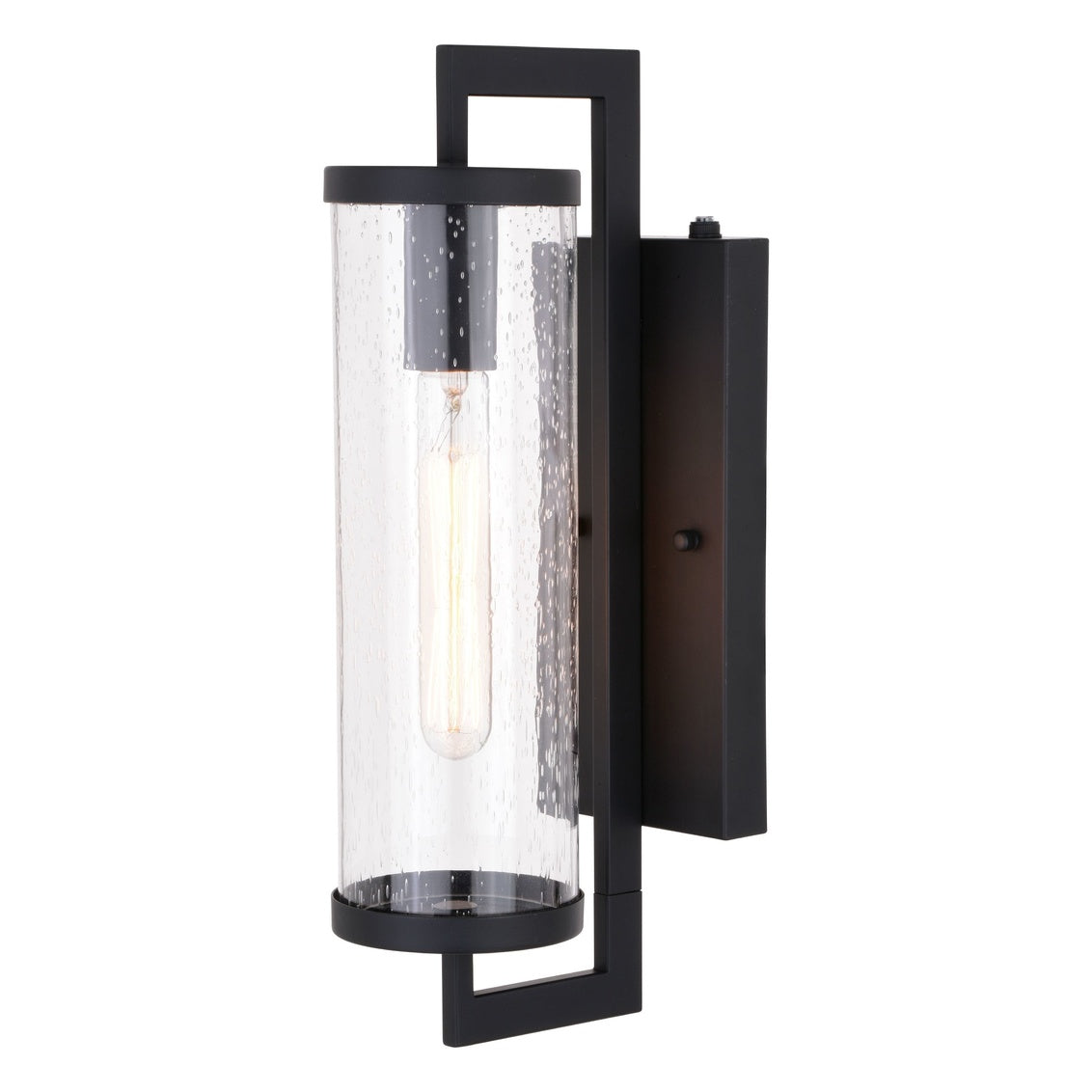 Vaxcel Morgan Park 16" H 1-Light Black Dusk-to-Dawn Contemporary Outdoor Wall Lantern Clear Glass