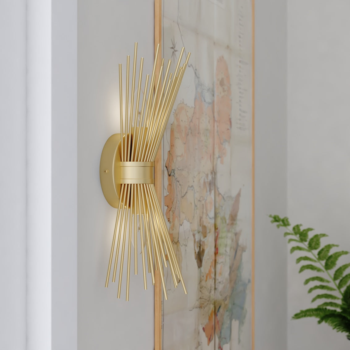 Vaxcel Nikko 2-Light Gold Mid-Century Modern Flush Wall Sconce