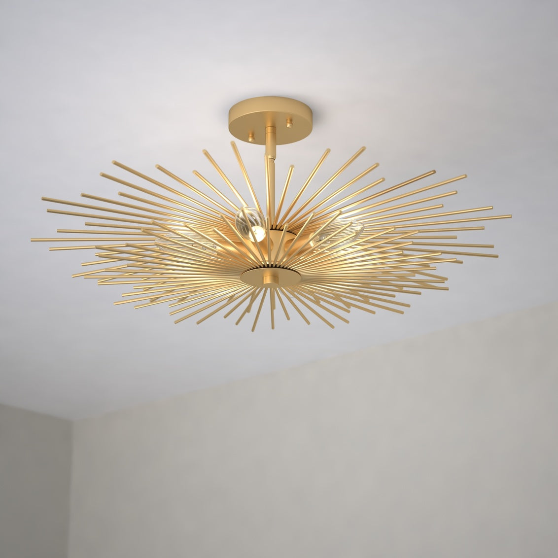 Vaxcel Nikko 24" W Gold Mid-Century Modern Semi Flush Mount Ceiling Light