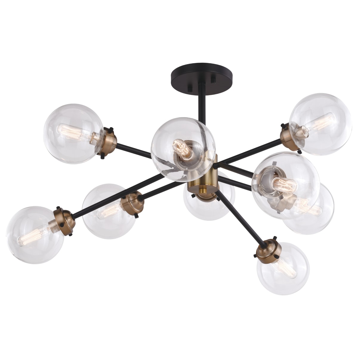 Vaxcel Orbit 32" W Bronze and Nickel Sputnik Ceiling Light Clear Glass