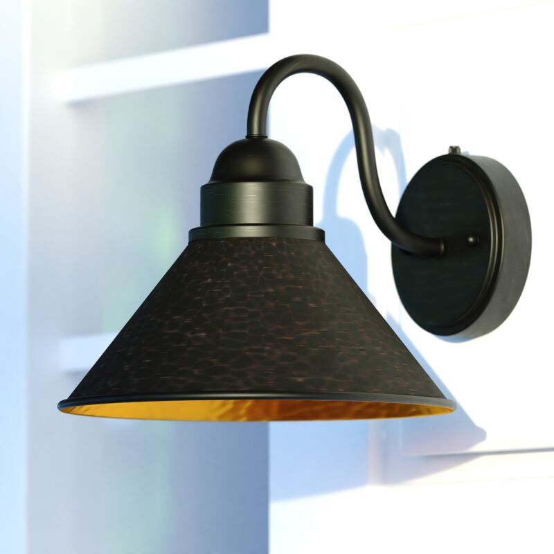 Vaxcel Outland 9.75-in Outdoor Wall Light Aged Iron and Light Gold