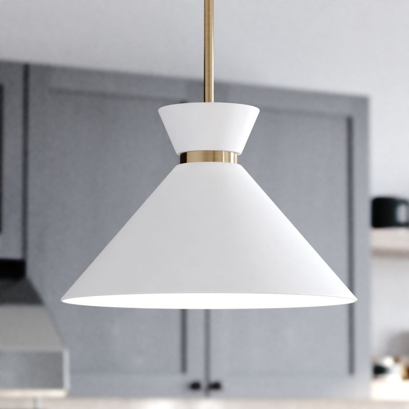 Vaxcel Racine 15-in 1 Light Pendant Matte White and Natural Brass