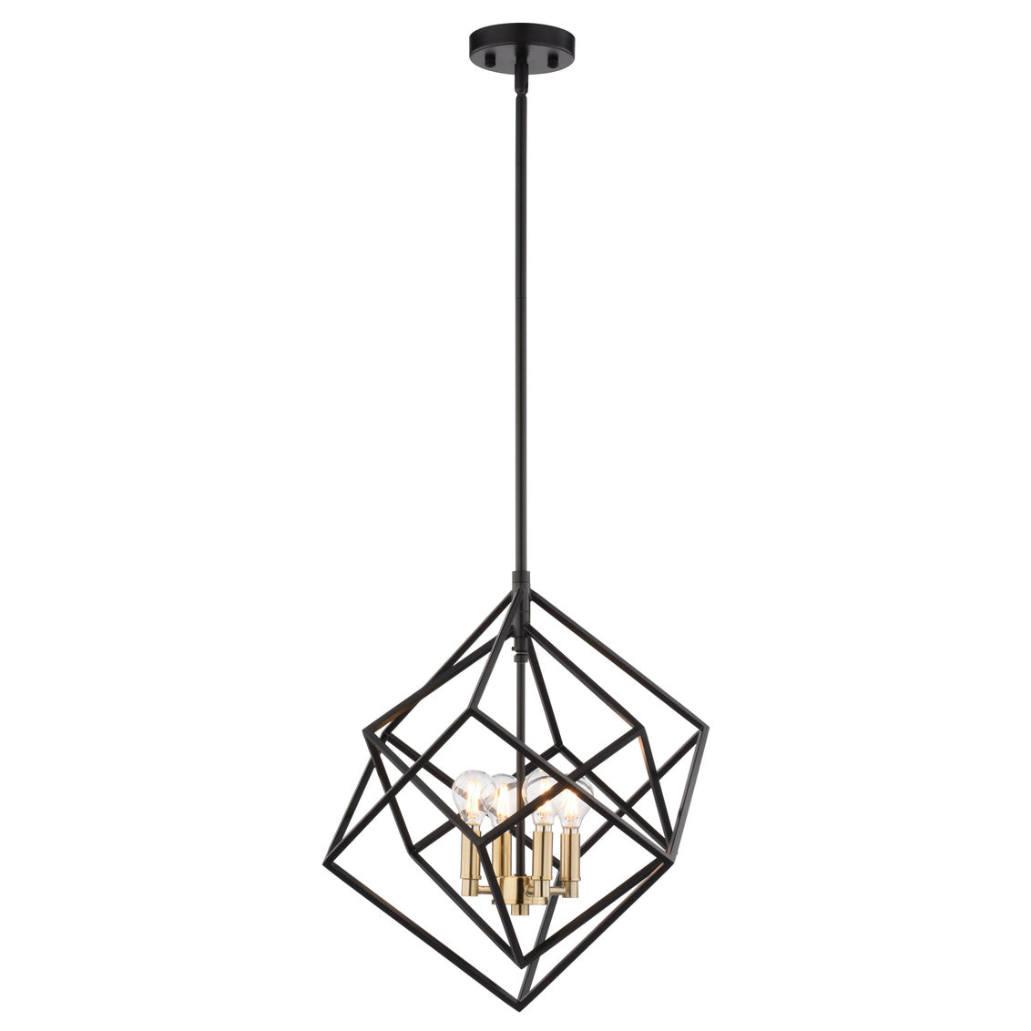 Vaxcel Rad 17.5" 4-Light Black and Natural Brass Light Pendant