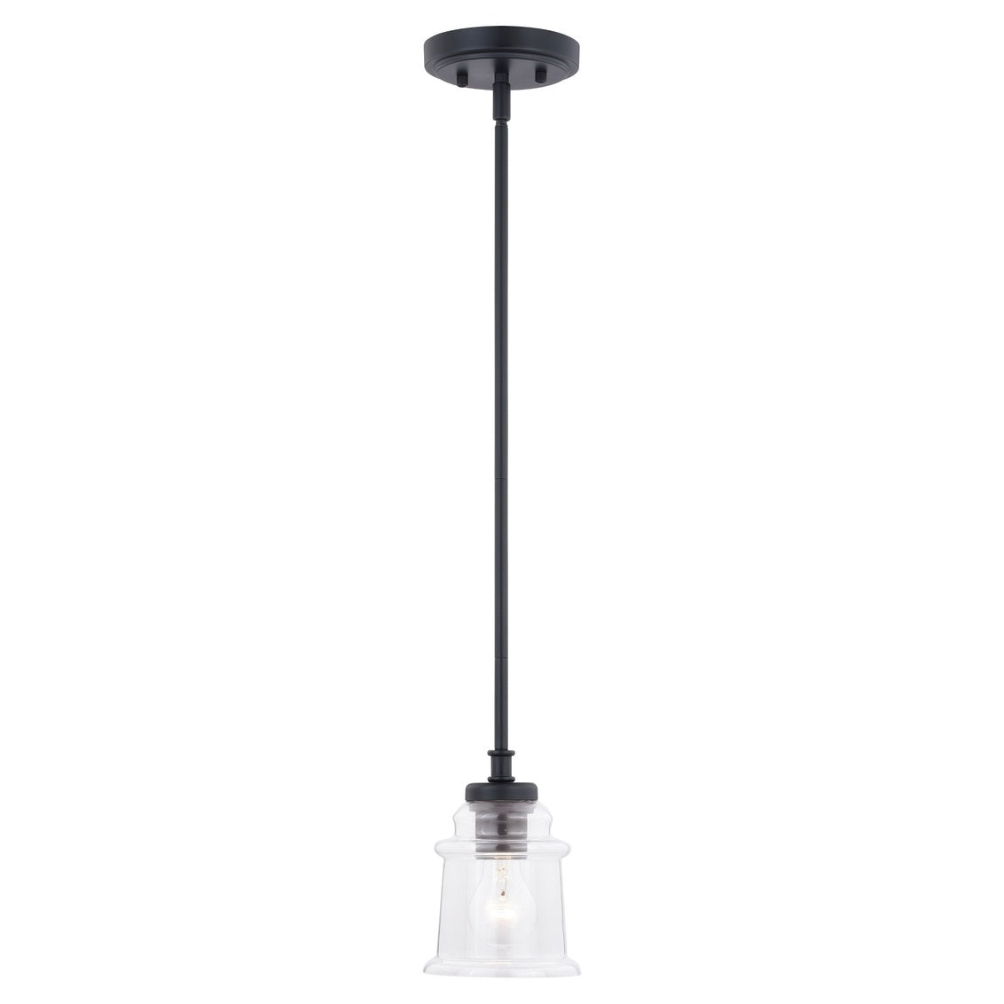 Vaxcel Toledo Black Farmhouse Mini Pendant Ceiling Light Clear Jar Glass