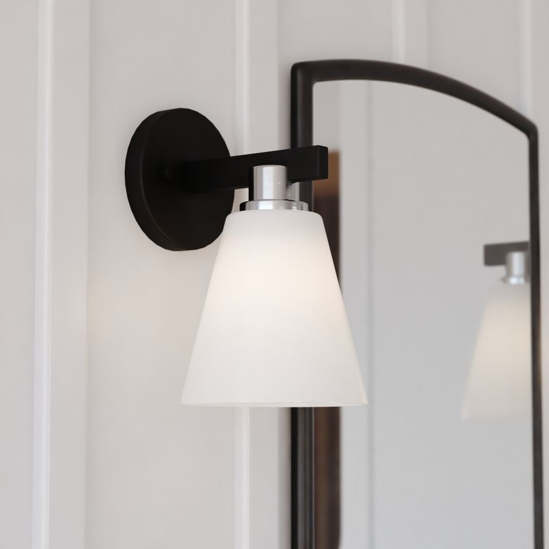 Vaxcel Vermont 1 Light Vanity Matte Black and Satin Nickel
