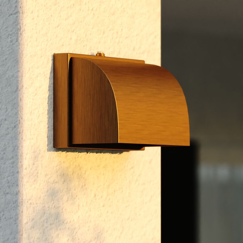 Vaxcel Walsh 7-in. W Outdoor Wall Light Warm Brass