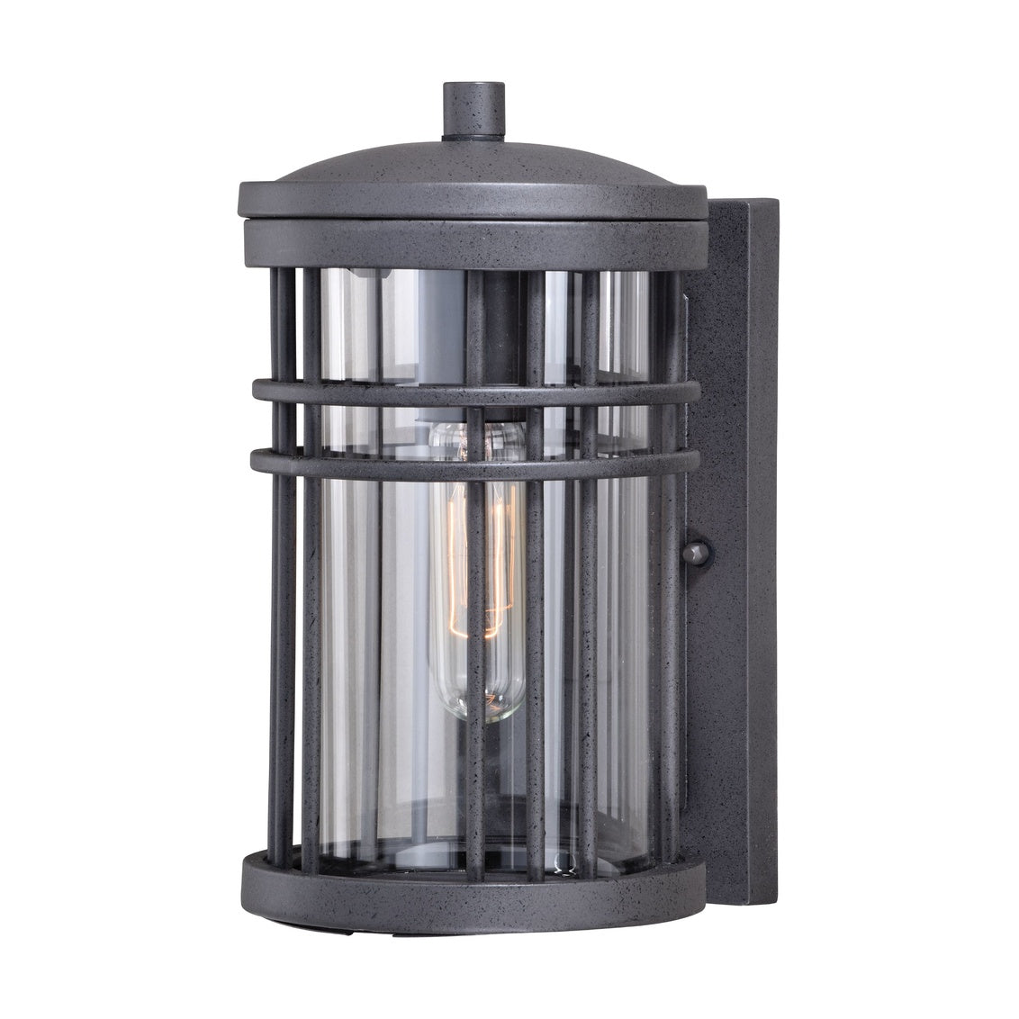 Vaxcel Wrightwood 1-Light Dusk-to-Dawn Black Outdoor Wall Lantern Clear Glass