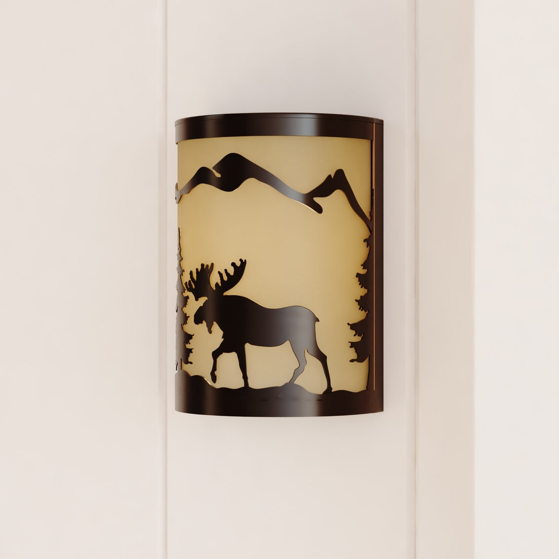 Vaxcel Yellowstone 1-Light Bronze Rustic Moose Tree Flush"door Outdoor Wall Sconce