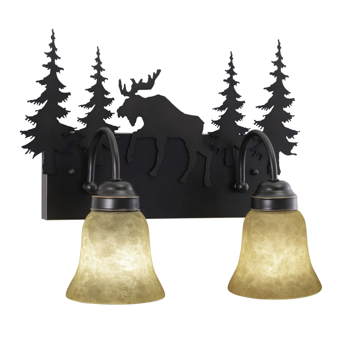Vaxcel Yellowstone 2-Light Bronze Rustic Moose Bathroom Vanity Fixture