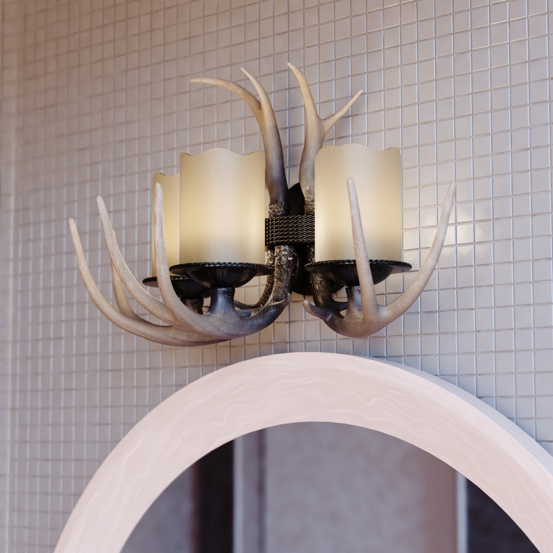 Vaxcel Yoho 3-Light Bronze Rustic Antler Bathroom Vanity Fixture