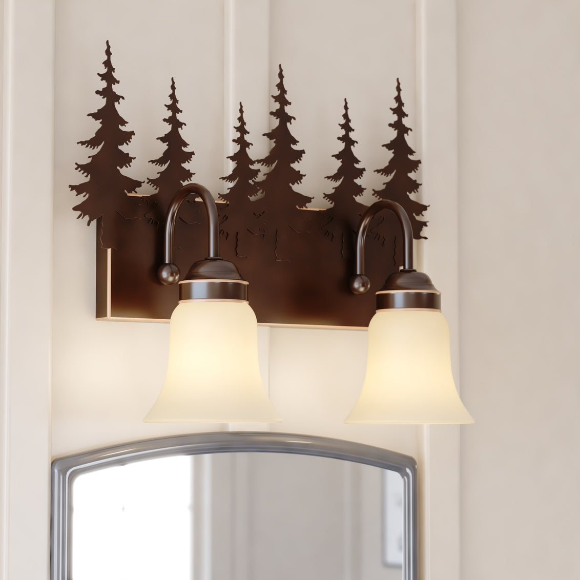 Vaxcel Yosemite 2-Light Bronze Rustic Tree Bathroom Vanity Fixture