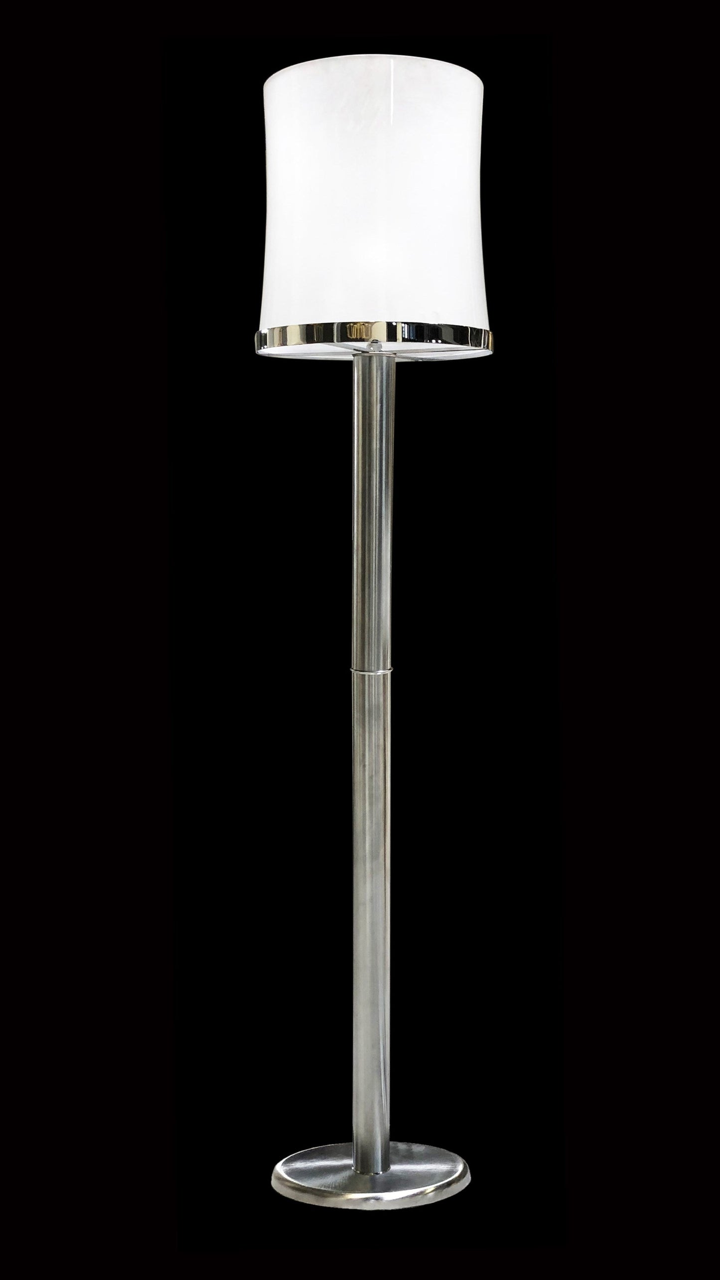 Vetreria Artistica Rosa Arianna 76" Satin Chrome Frame With Sandblasted Tapered Drum Glass Shade Floor Lamp