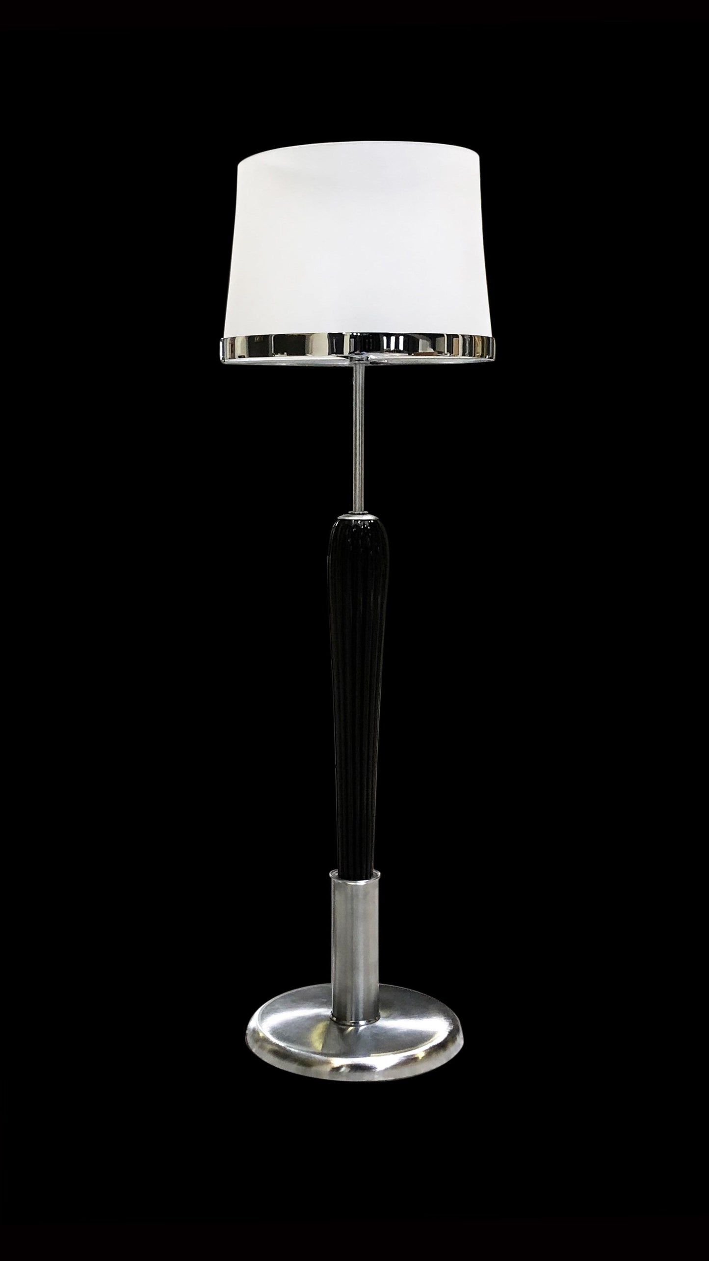 Vetreria Artistica Rosa Athena 50" Polished Chrome Frame With Sandblasted Tapered Drum Glass Shade Floor Lamp