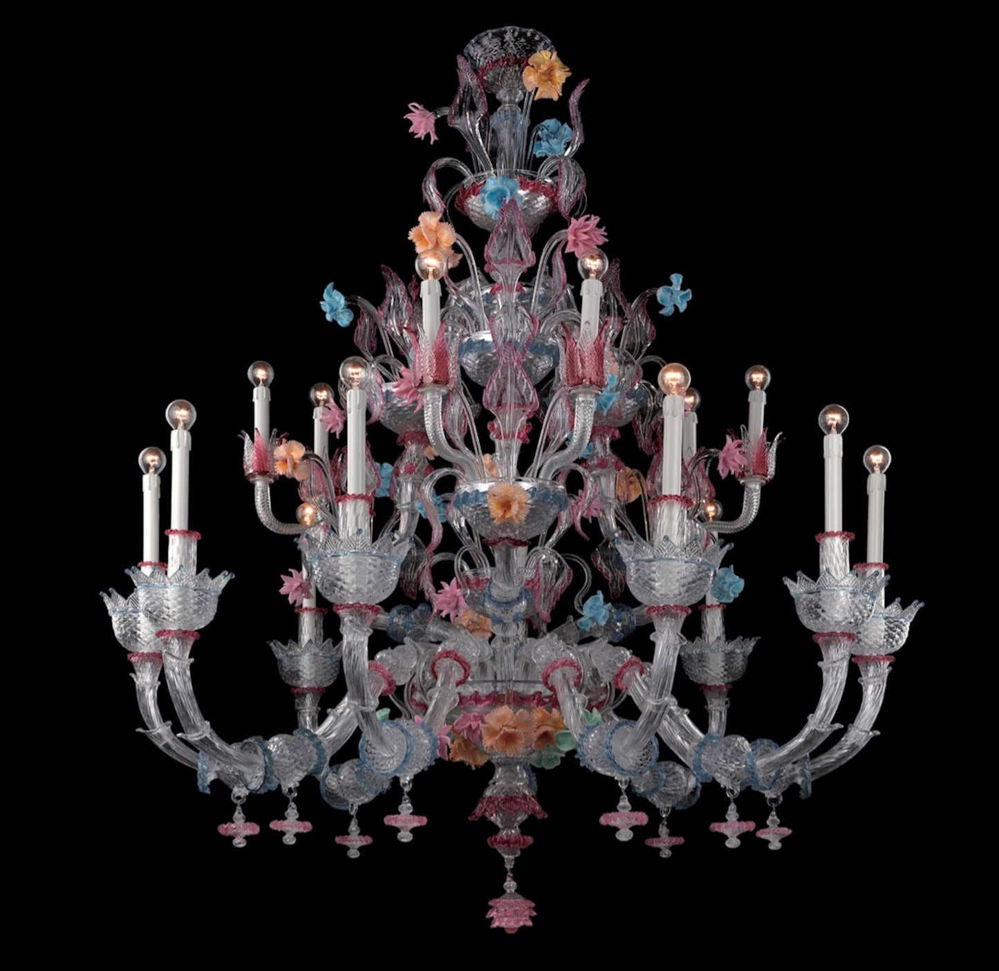 Vetreria Artistica Rosa Casanova 15-Lights Multi-Colored Murano Glass Chandelier