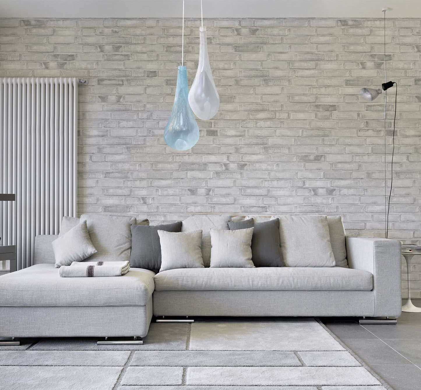 Vetreria Artistica Rosa Fioritura2 39" Two-Petal Crystal and Light Blue Sandblasted Glass Pendant Lighting