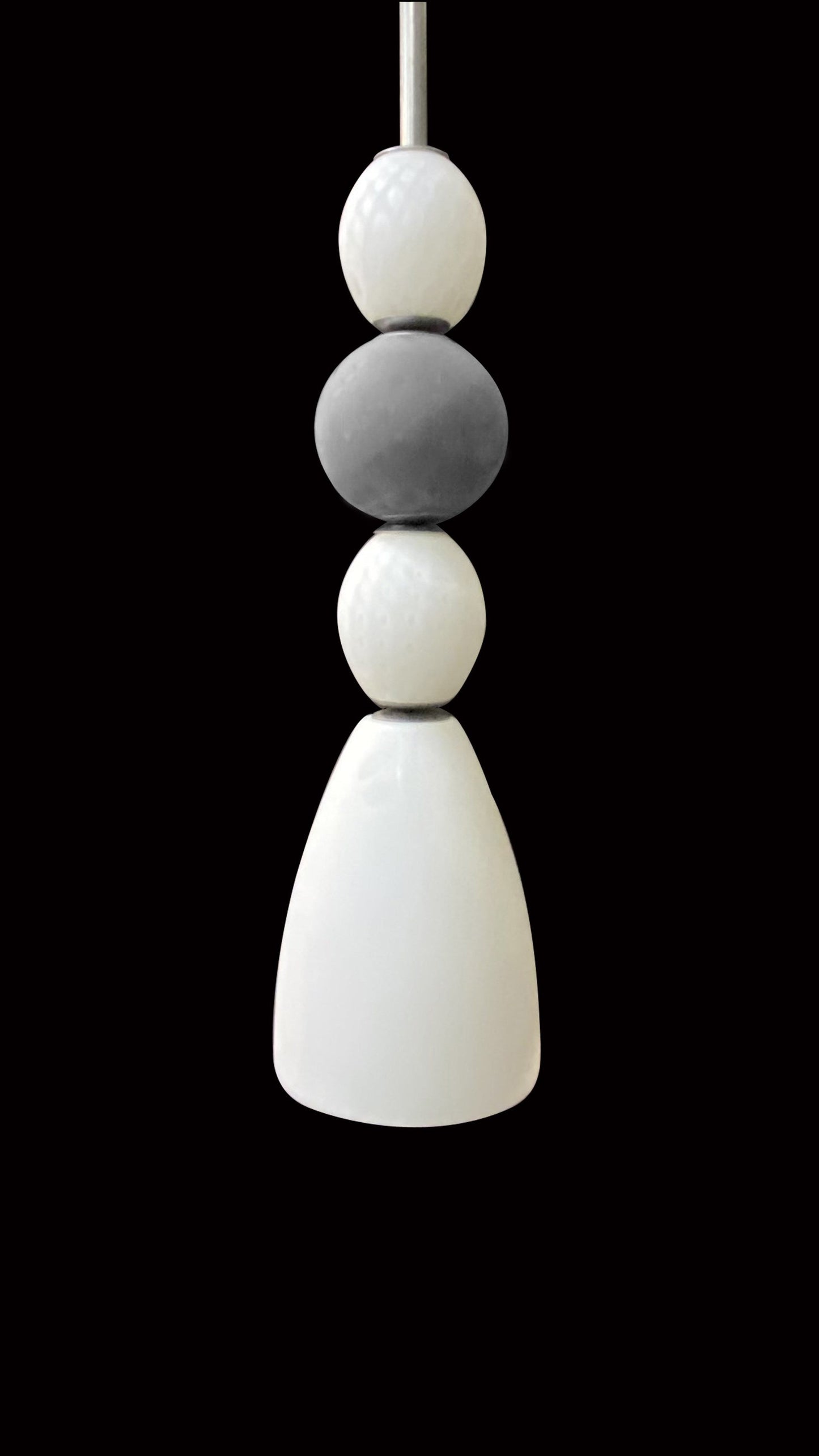 Vetreria Artistica Rosa Frea 39" Two-Toned Black and White Pastel Sandblasted Glass Pendant Lighting