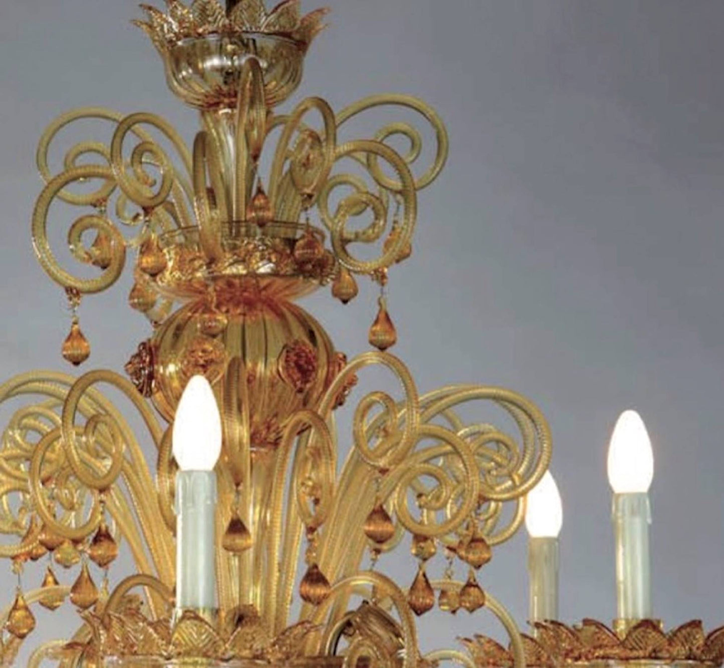 Vetreria Artistica Rosa Nevet 6-Lights Amber Glass Chandelier Additional