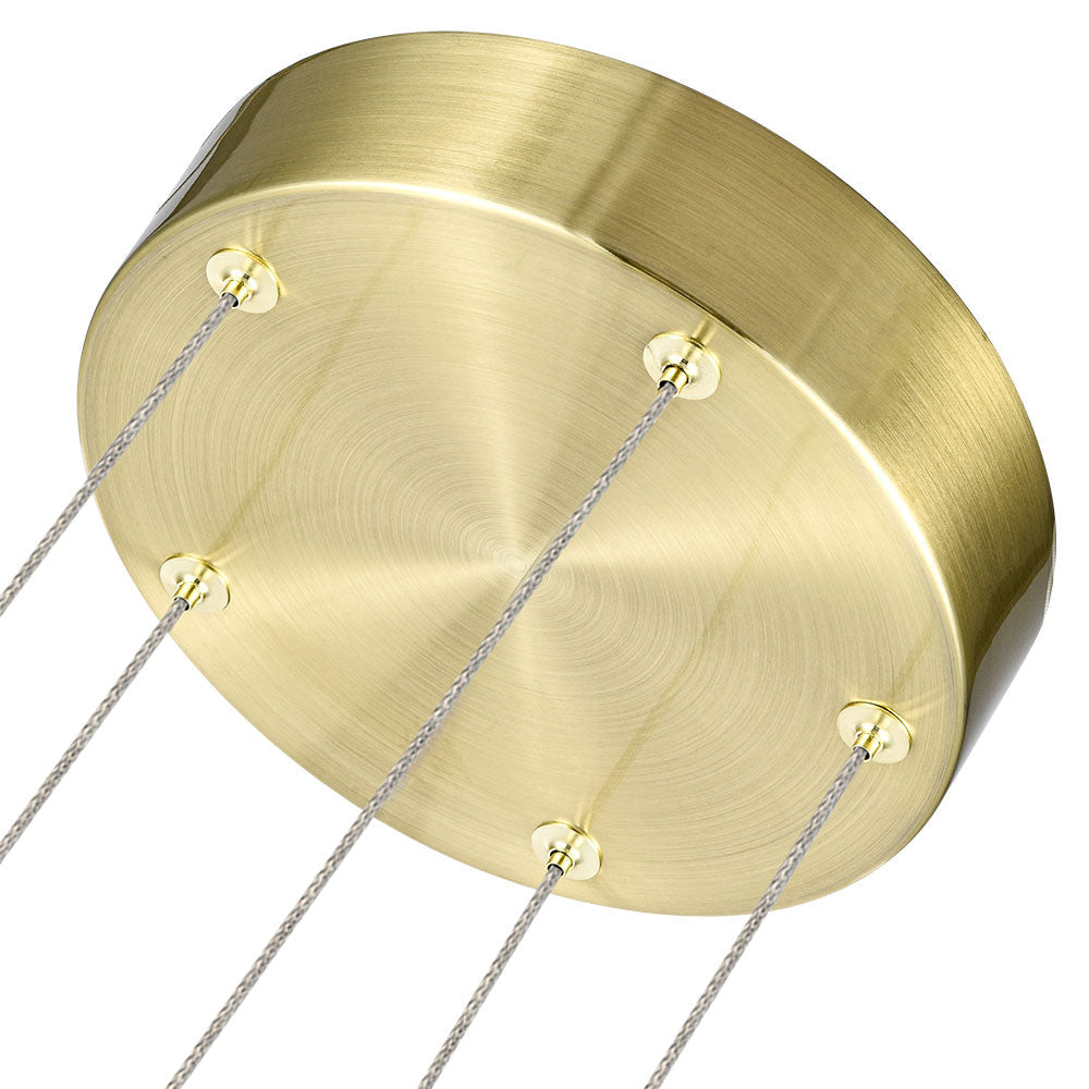 Vonn Lighting Ravello 10" 5-Light Brass Integrated LED Round Chandelier With White Acrylic Shades