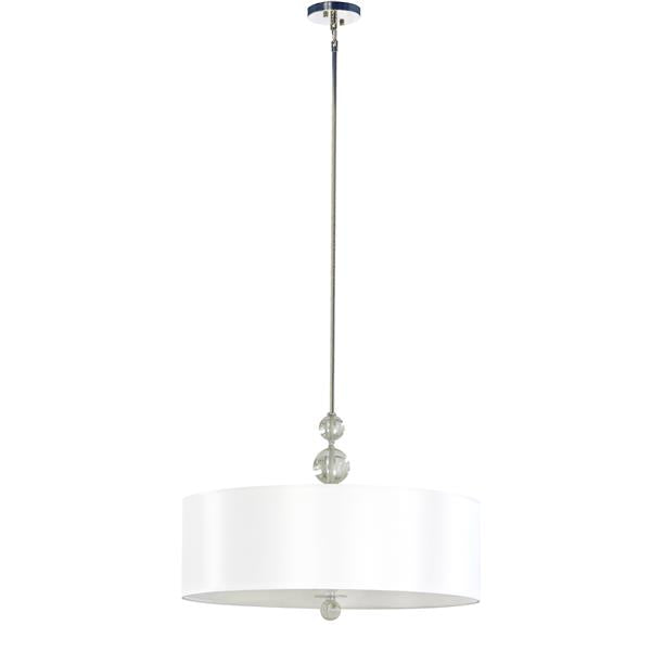 Whitfield Lighting Charlotte 22" x 15" Chrome Finish With Pristine White Fabric Shade 3-Light Chandelier