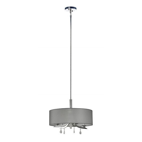 Whitfield Lighting Dianne 22" x 15" Sheer Gray Shade With Chrome Finish 3-Light Chandelier