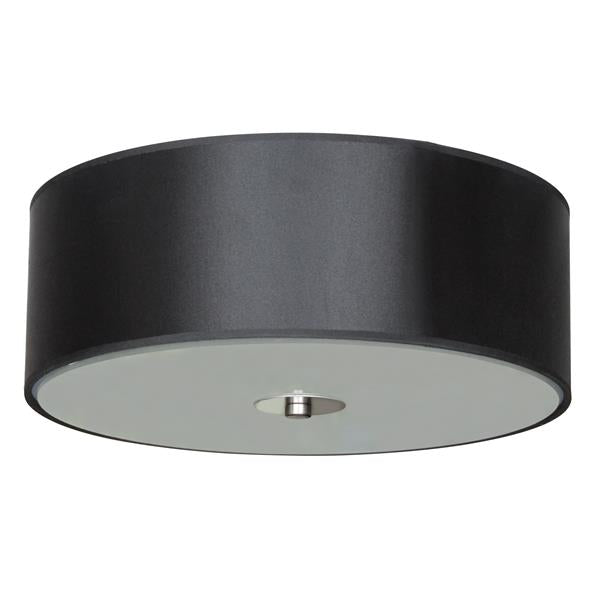 Whitfield Lighting Modena 14" x 5" Satin Steel Finish With Black Stealth Fabric Shade 2 Light Flush Mount Light