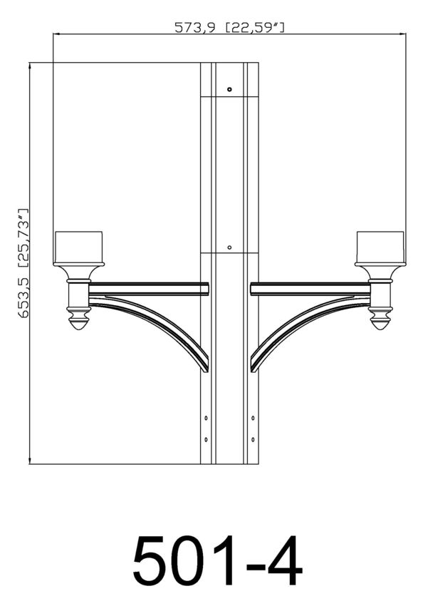 Z-Lite 501-4BK 4-Bulb Base Black Aluminum Outdoor Post and Hardware