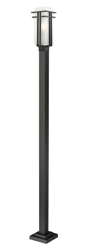 Z-Lite Abbey 1-Light Medium Bulb Base Black Steel Matte Opal Glass Shade Outdoor Post Mounted Fixture