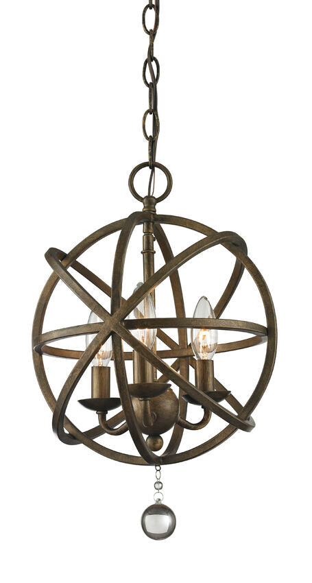 Z-Lite Acadia 12" 3-Light Golden Bronze Steel Pendant Light
