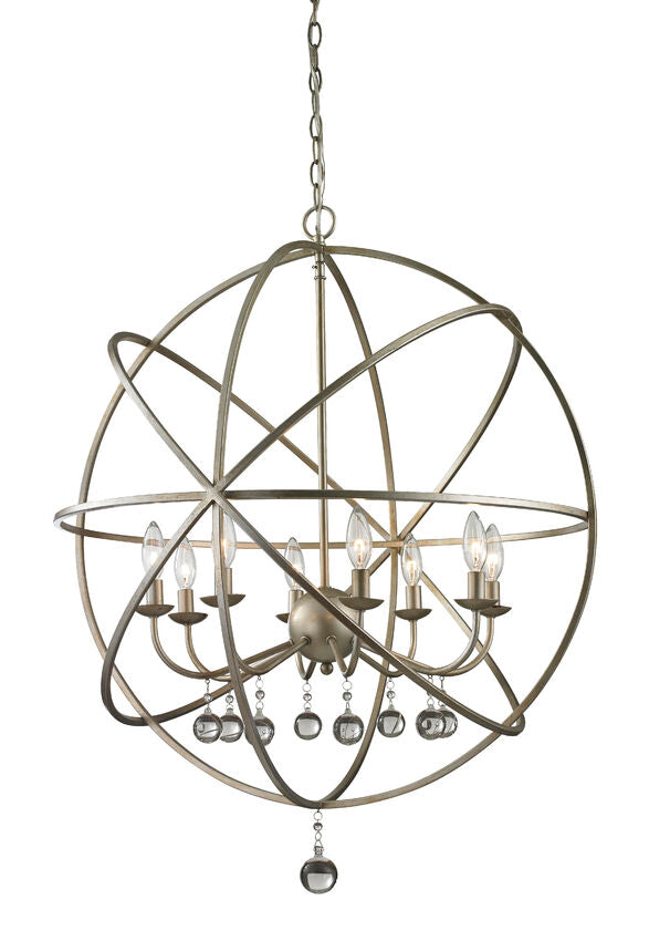 Z-Lite Acadia 30" 8-Light Antique Silver Steel Pendant Light