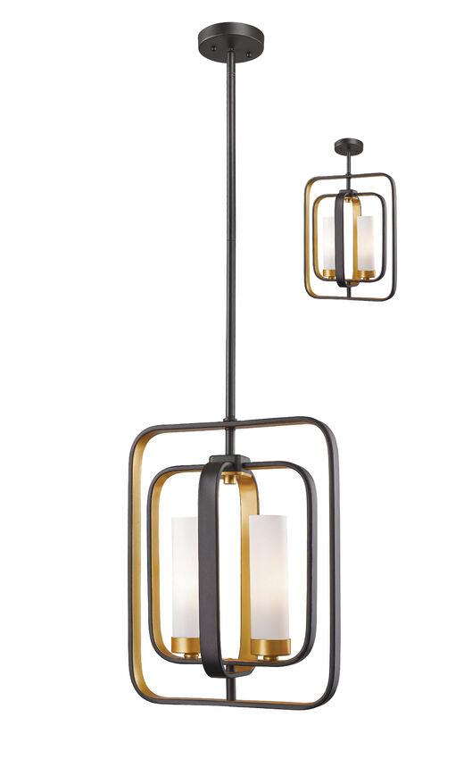 Z-Lite Aideen 11" 2-Light Bronze Gold Mini Pendant Light With Matte Opal Glass Shade