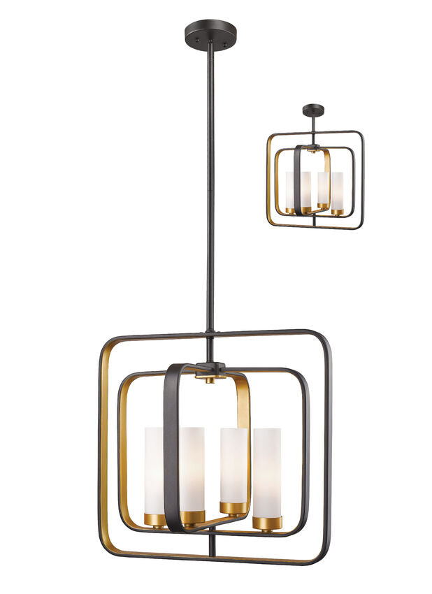 Z-Lite Aideen 17" 4-Light Bronze Gold Pendant Light With Matte Opal Glass Shade