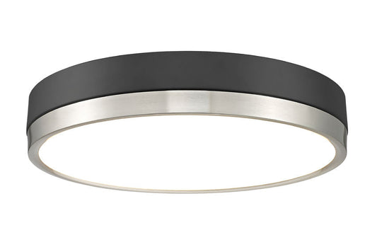 Z-Lite Algar 16" 1-Light LED Matte Black and Brushed Nickel Steel With Frosted Acrylic Shade Flush Mount Light