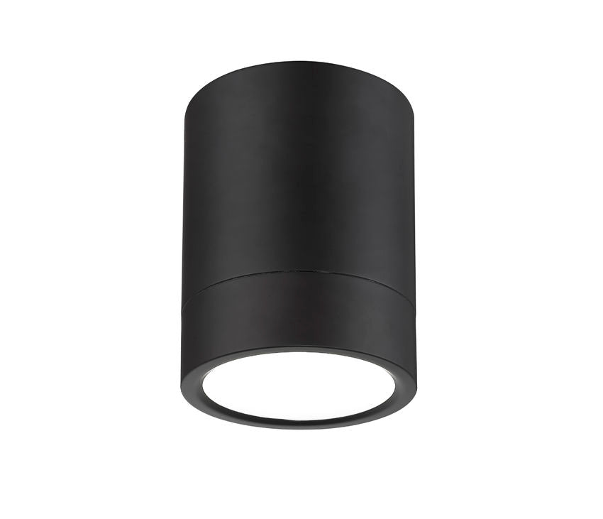 Z-Lite Algar 6" 1-Light LED Matte Black Steel With Frosted Acrylic Shade Flush Mount Light
