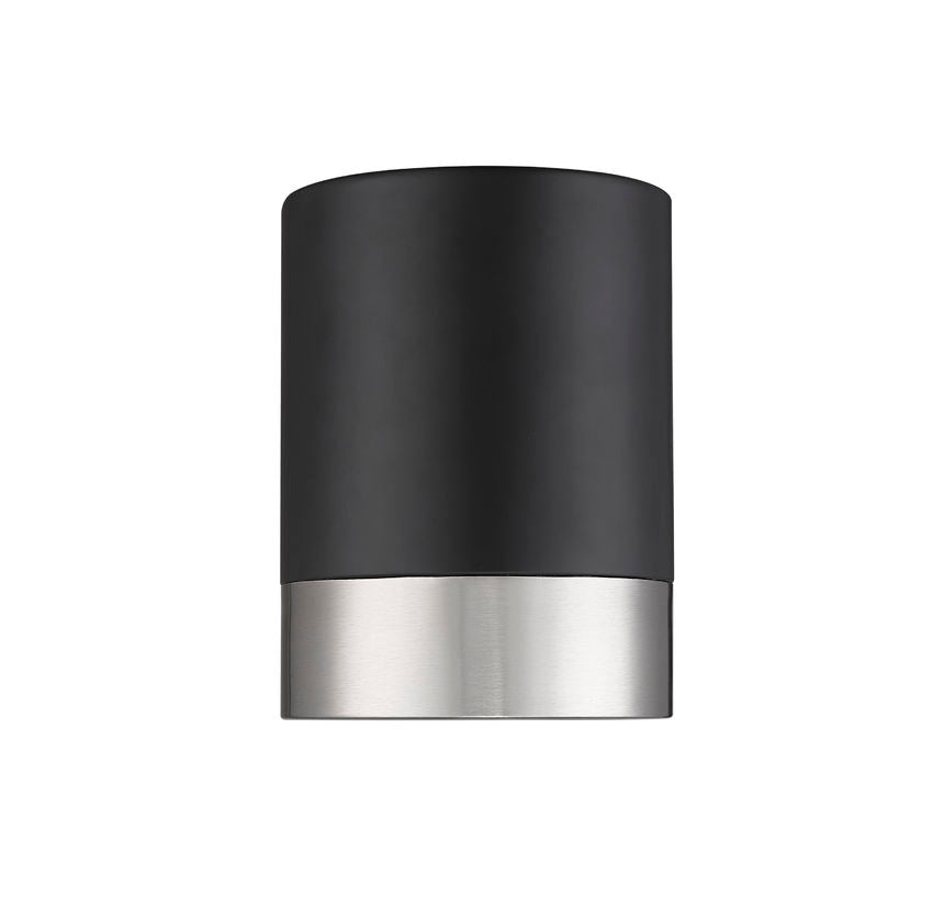 Z-Lite Algar 6" 1-Light LED Matte Black and Brushed Nickel Steel With Frosted Acrylic Shade Flush Mount Light