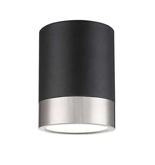 Z-Lite Algar 6" 1-Light LED Matte Black and Brushed Nickel Steel With Frosted Acrylic Shade Flush Mount Light