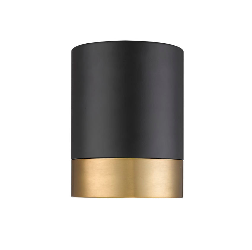 Z-Lite Algar 6" 1-Light LED Matte Black and Modern Gold Steel With Frosted Acrylic Shade Flush Mount Light