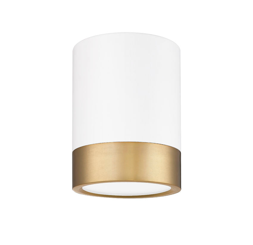 Z-Lite Algar 6" 1-Light LED Matte White and Modern Gold Steel With Frosted Acrylic Shade Flush Mount Light