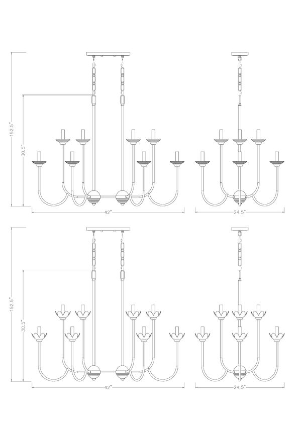 Z-Lite Allistair 12-Light Candelabra Bulb Base Matte Black Steel Frame Clear Ribbed Glass Shade Linear Chandelier