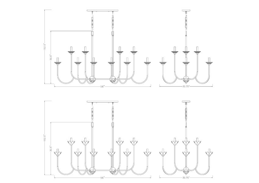 Z-Lite Allistair 16-Light Candelabra Bulb Base Modern Gold Steel Frame Clear Ribbed Glass Shade Linear Chandelier