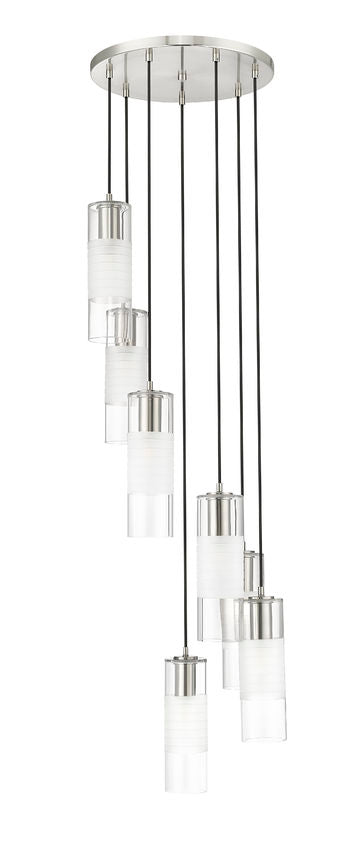 Z-Lite Alton 18" 7-Light Brushed Nickel Steel and Clear Frosted Glass Shade Chandelier